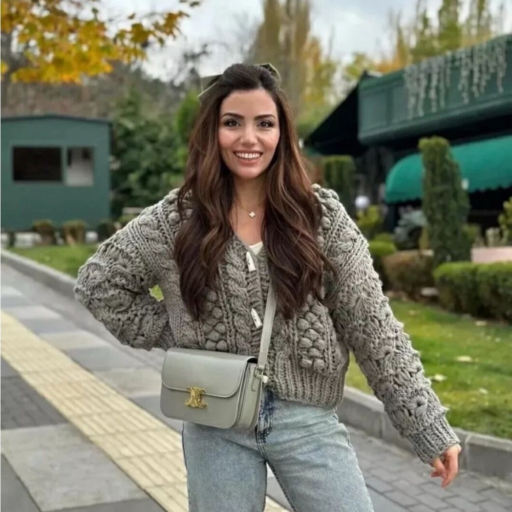 Zara Gray Chunky Knit Cardigan
